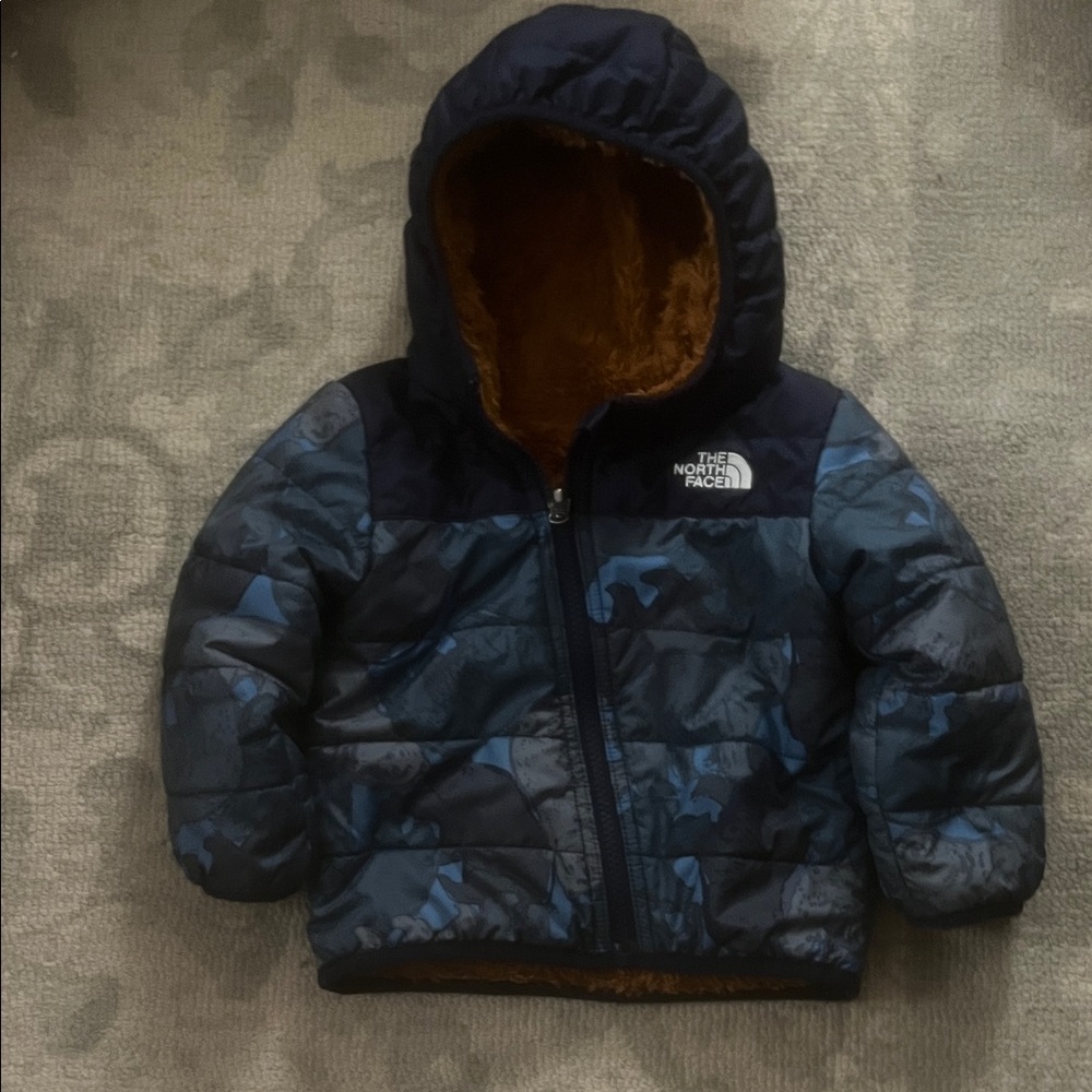 The North Face Boys' Navy and Blue Camouflage Puffer Jacket